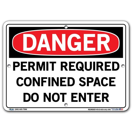 Vestil Sign, Danger, 10.5x7.5", Aluminum, .040, SI-D-60-A-AL-040 SI-D-60-A-AL-040